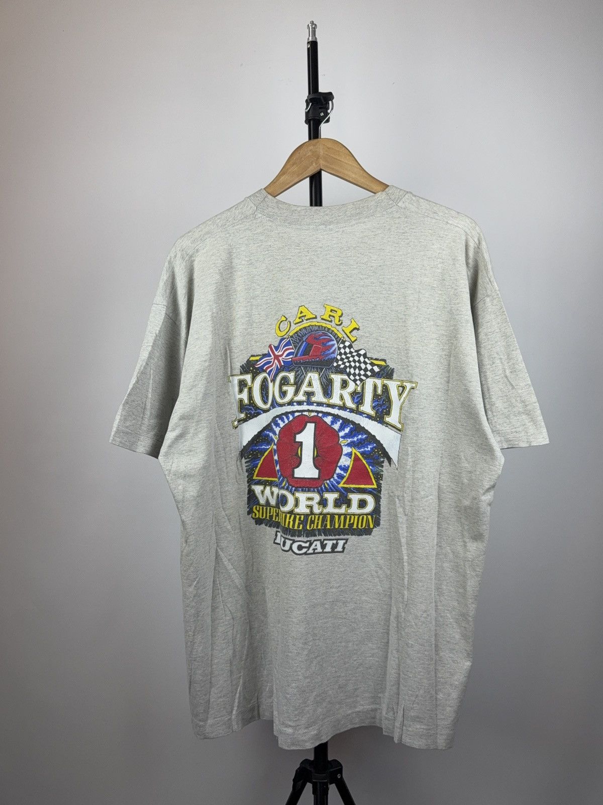 Ducati × Vintage Vintage 90s Ducati Carl Fogarty World Superbike T shirt Tee Size US L / EU 52-54 / 3 - 5 Thumbnail