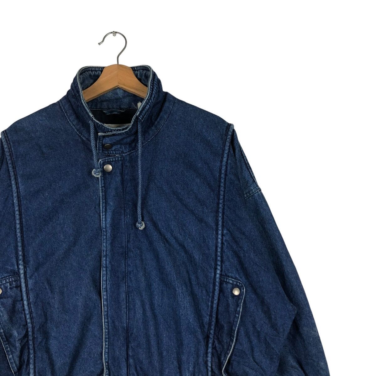Japanese Brand VINTAGE BOMBER JACKET DENIM PARACHUTE RIVERSON ISSEY MIYAKE Size US M / EU 48-50 / 2 - 8 Thumbnail