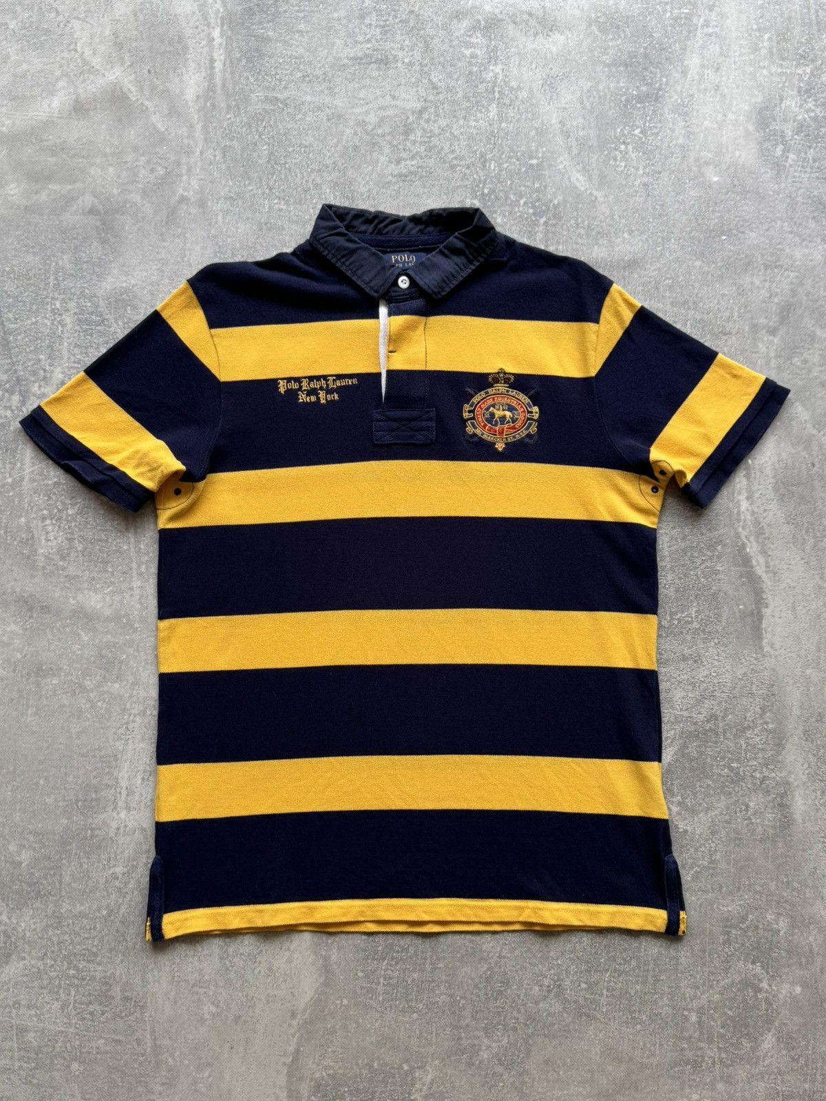 Polo Ralph Lauren Polo Ralph Lauren New York Striped Yellow Blue Rugby T-shirt Size US L / EU 52-54 / 3 - 1 Thumbnail