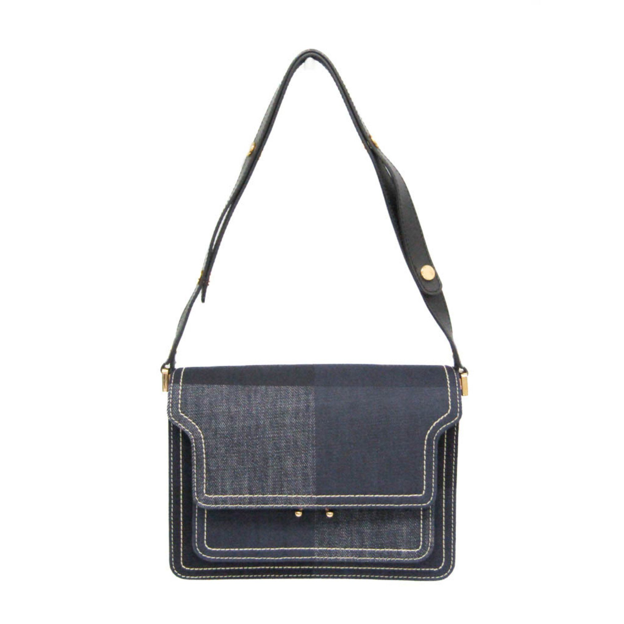 Marni Trunk Bag Women's Denim Shoulder Bag Black,navy