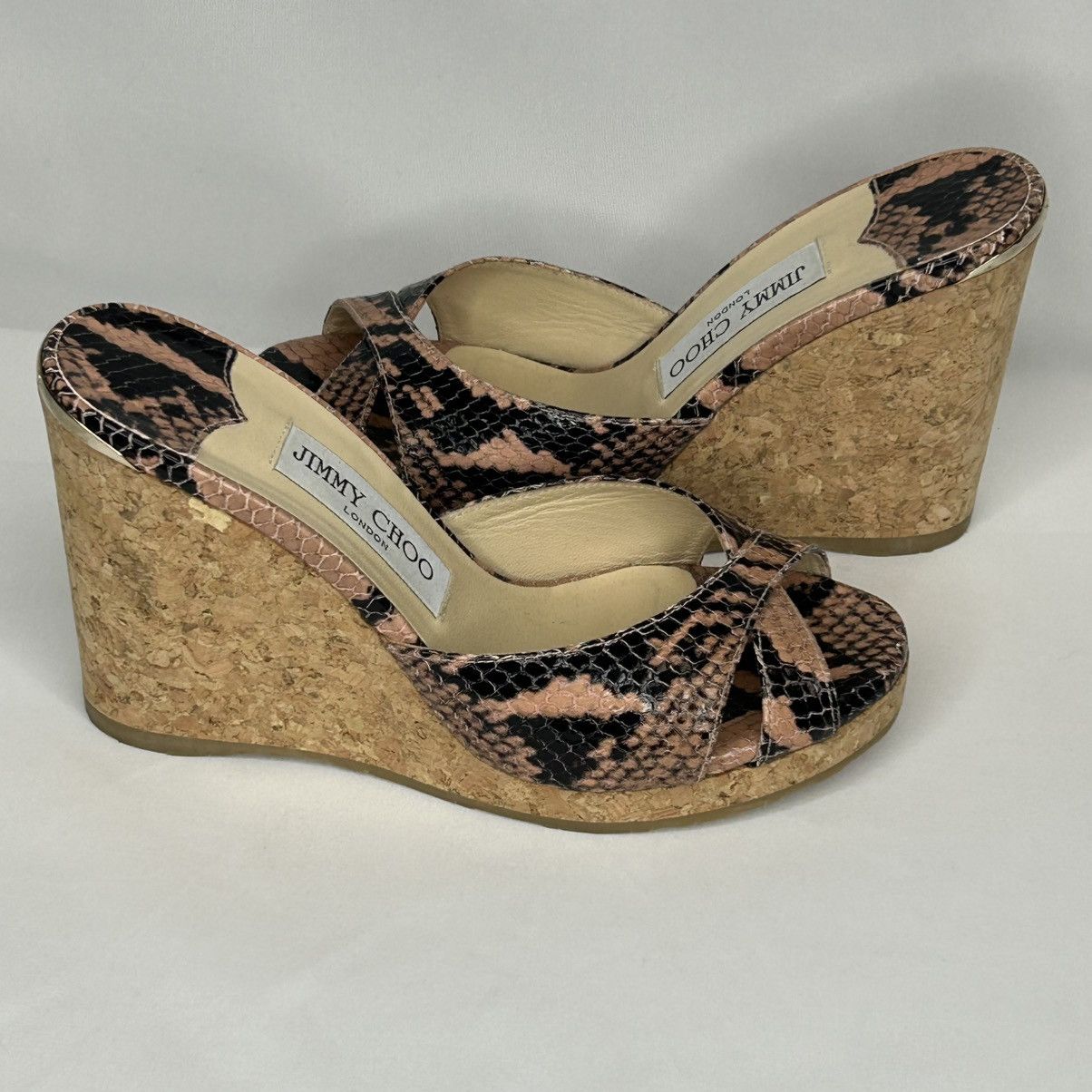 Jimmy Choo Jimmy Choo Almer 80 Snake-Effect Leather Sandals, 37 1/2 Size US 7.5 / IT 37.5 - 3 Thumbnail