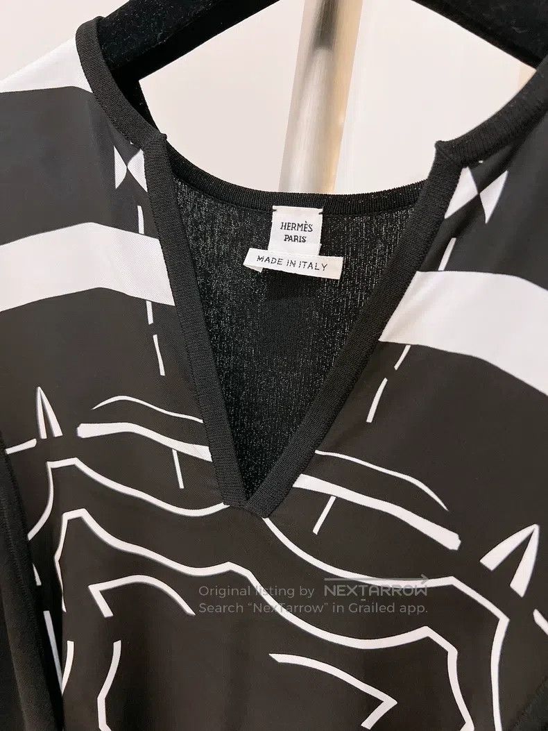 Hermes Hermes Black and White Patchwork Silk Dress Size XXS / US 00 / IT 34 - 5 Thumbnail