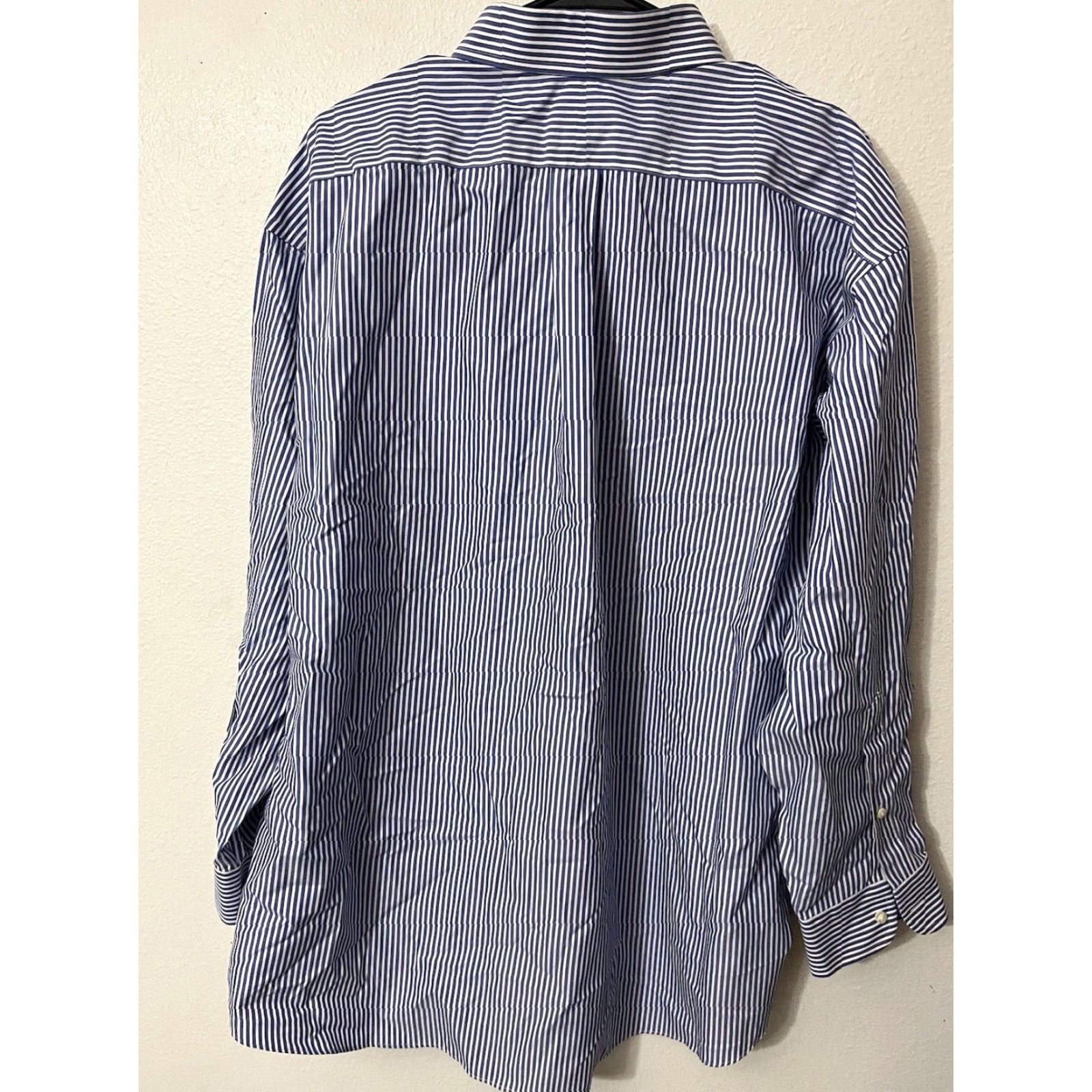 Jos. A. Bank VINTAGE Jos. A. Bank Button-Up Shirt Men 17-33 Blue Striped Long Sleeve Travel Workwear Cotton, 2000s Era, Mens Size US XL / EU 56 / 4 - 3 Thumbnail