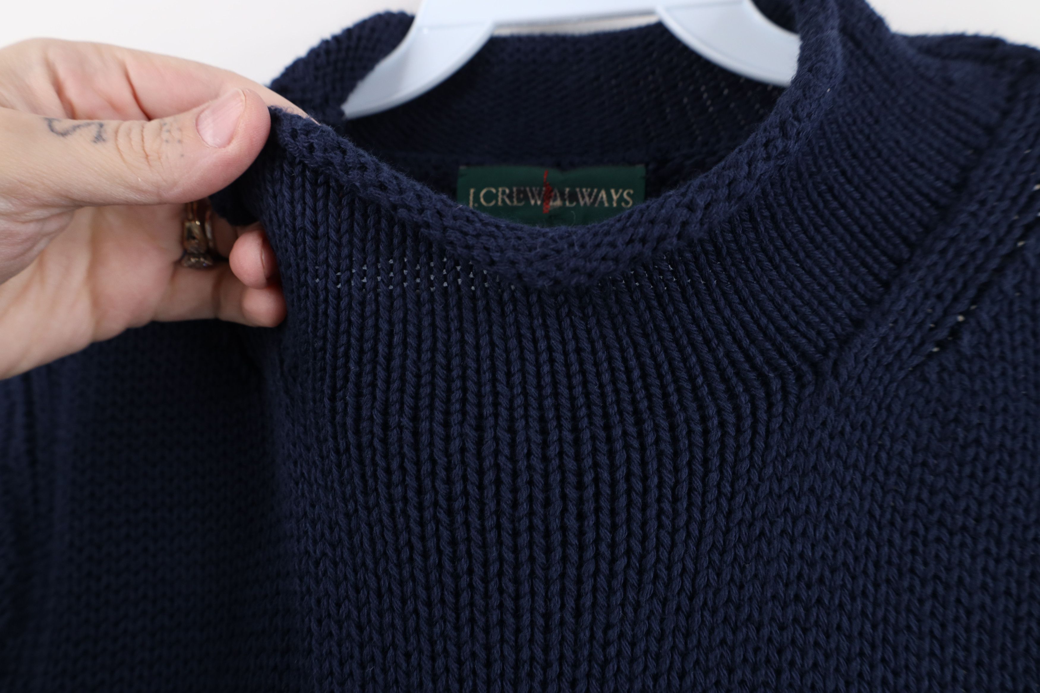 J.Crew Vintage J Crew Baggy Marled Knit Sweater Navy Blue Cotton Size S / US 4 / IT 40 - 5 Thumbnail