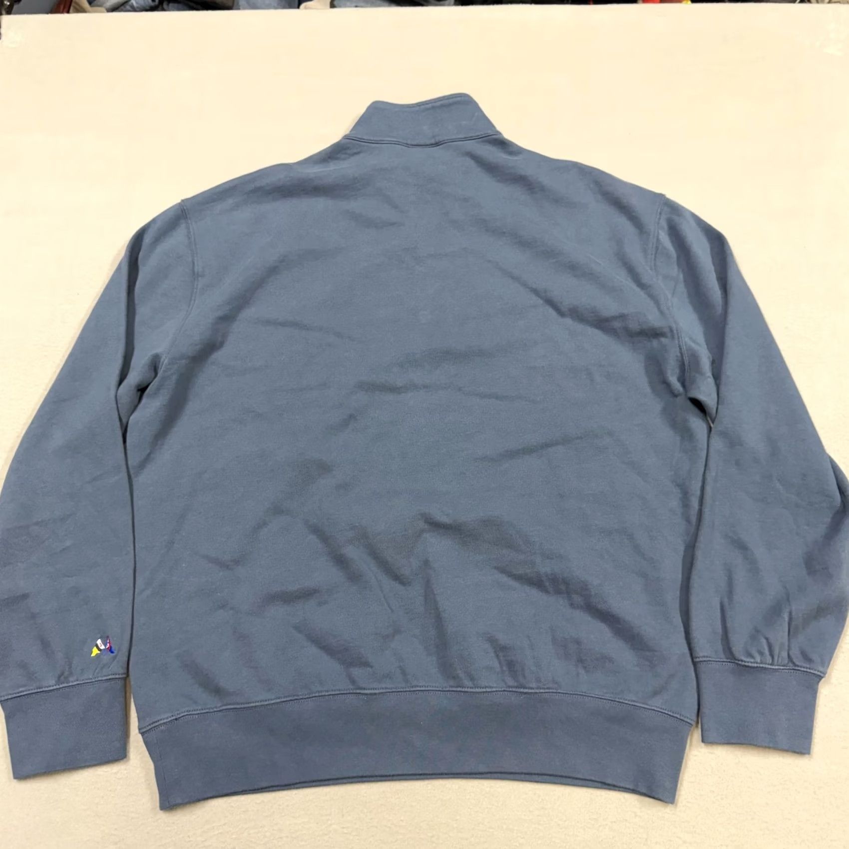 J.Crew J.Crew Sweatshirt Mens Large Blue 1/4 Zip Mock Neck Pullover Pockets Nautical Pattern Solid Cotton Size US L / EU 52-54 / 3 - 4 Thumbnail