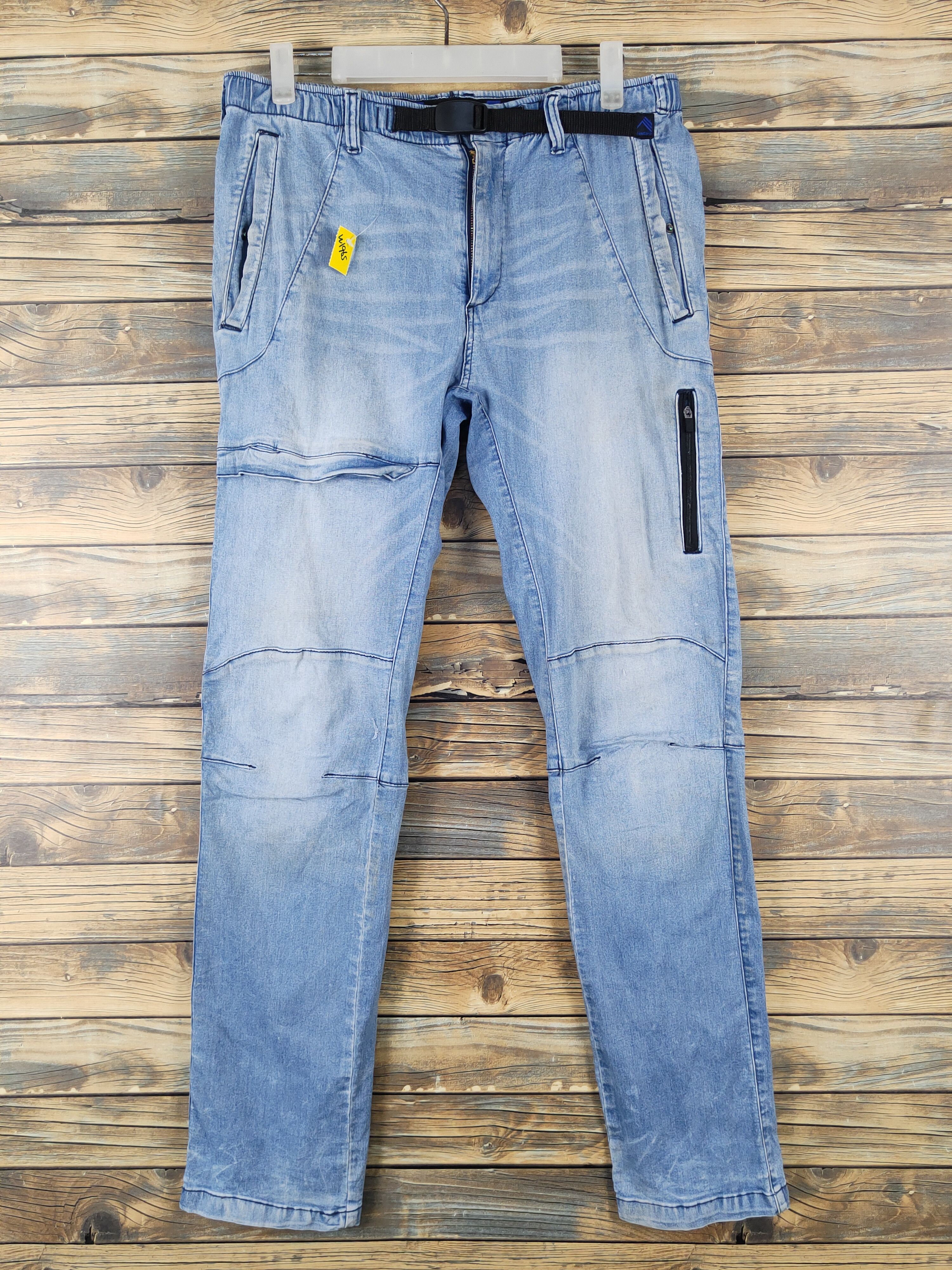 Japanese Brand FieldCore Blue Distressed Ripped cargo Jeans #W1965 Size US 32 / EU 48 - 1 Thumbnail