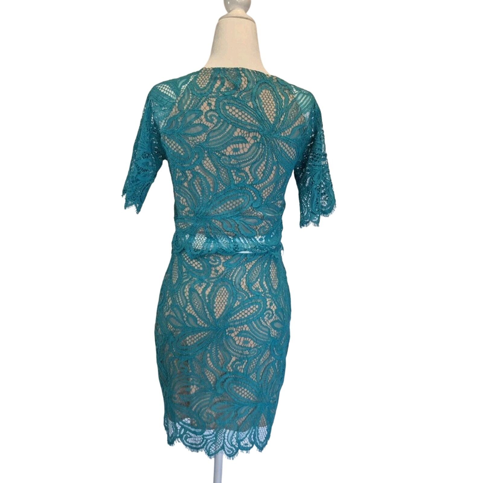 Nasty Gal Nasty Gal For Love and Lemons Teal Lace Top Skirt Set Small Size 28" / US 6 / IT 42 - 9 Thumbnail