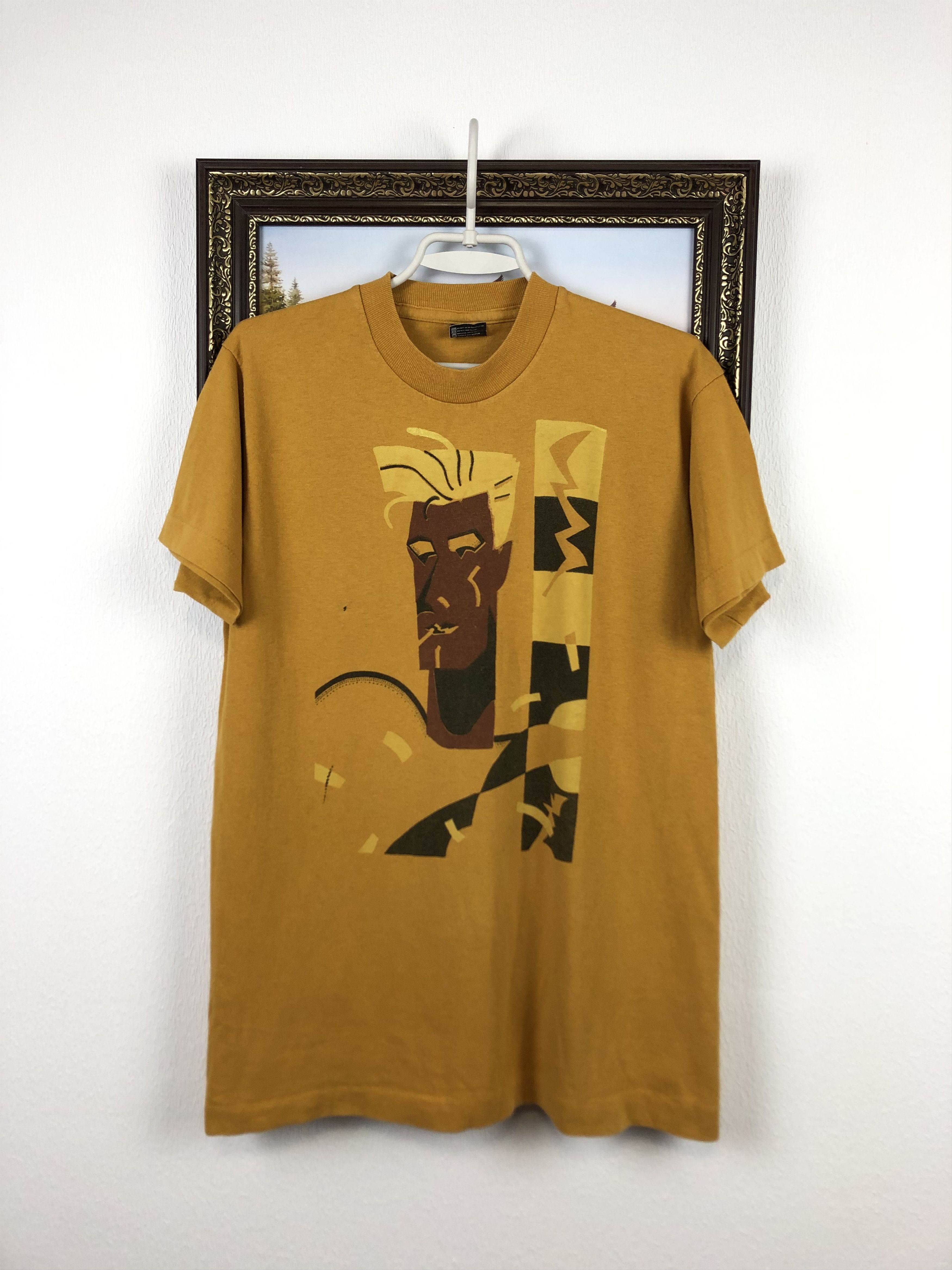 image of Vintage 90's Picasso Art Tee Shirt Hype in Yellow, Men's (Size Medium)