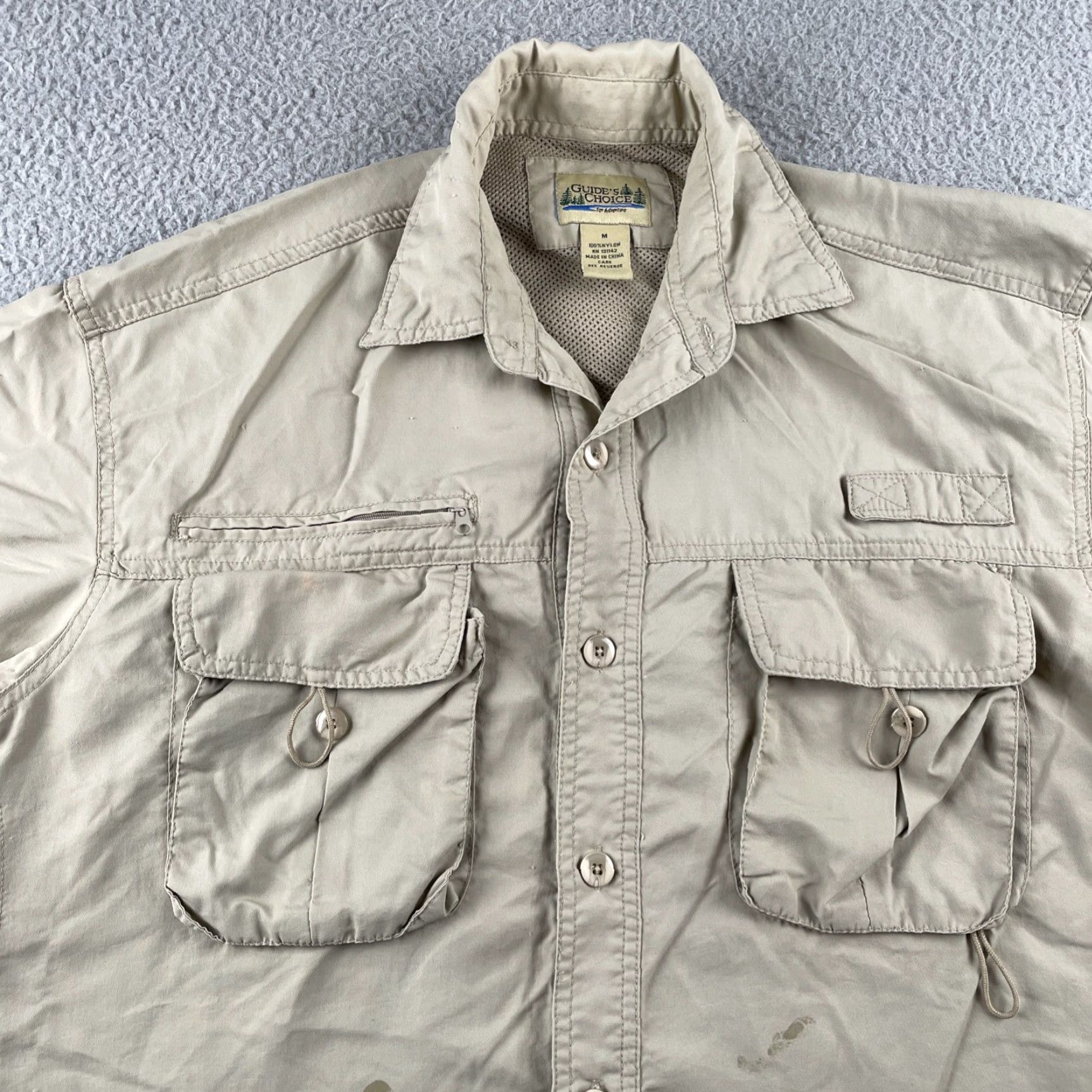 Vintage VINTAGE Guides Choice Medium Safari Utility Shirt Mens Beige Short Sleeve Zip Pockets 90s Size US M / EU 48-50 / 2 - 2 Thumbnail