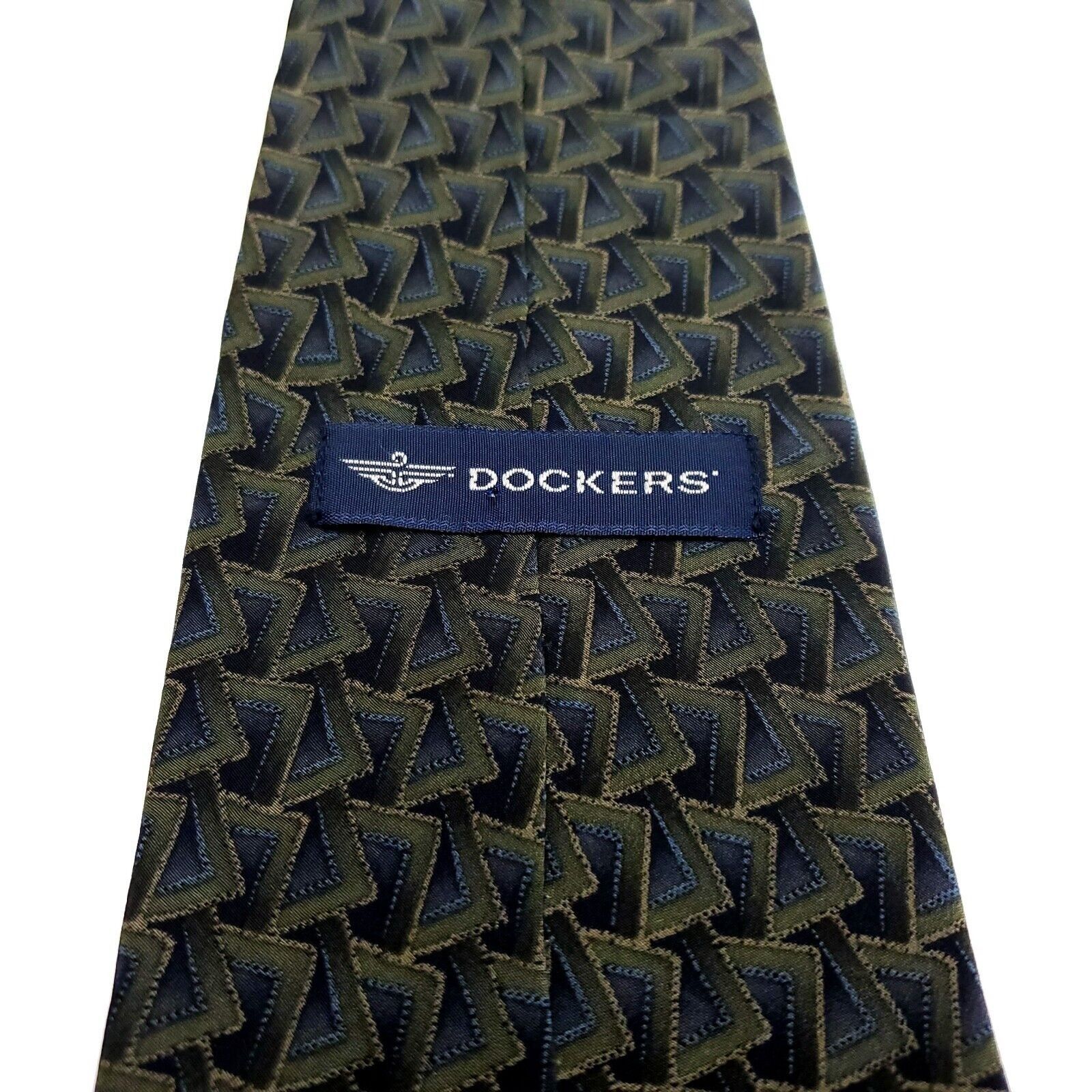 Dockers Dockers Green Silk Tie Woven Wide Geometric Size ONE SIZE - 5 Thumbnail