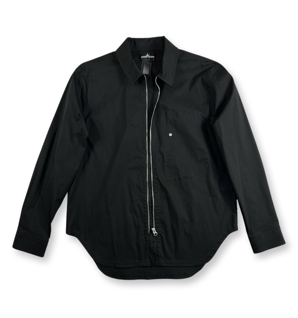 image of Stone Island Shadow Project Twill Overshirt in Black, Men's (Size Large)