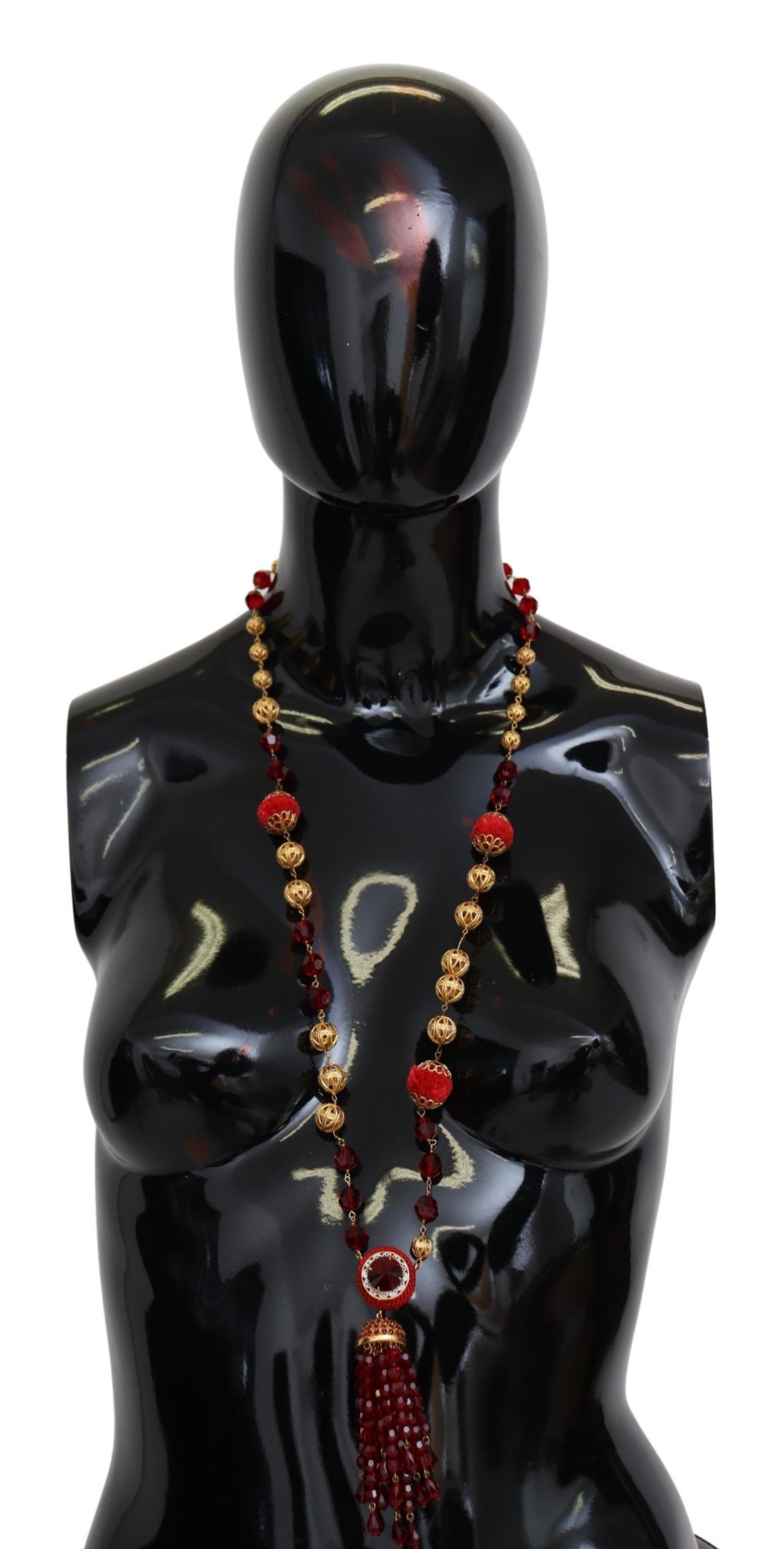 Dolce & Gabbana Elegant Red Crystal Gold-Plated Women's Necklace Size ONE SIZE - 1 Thumbnail