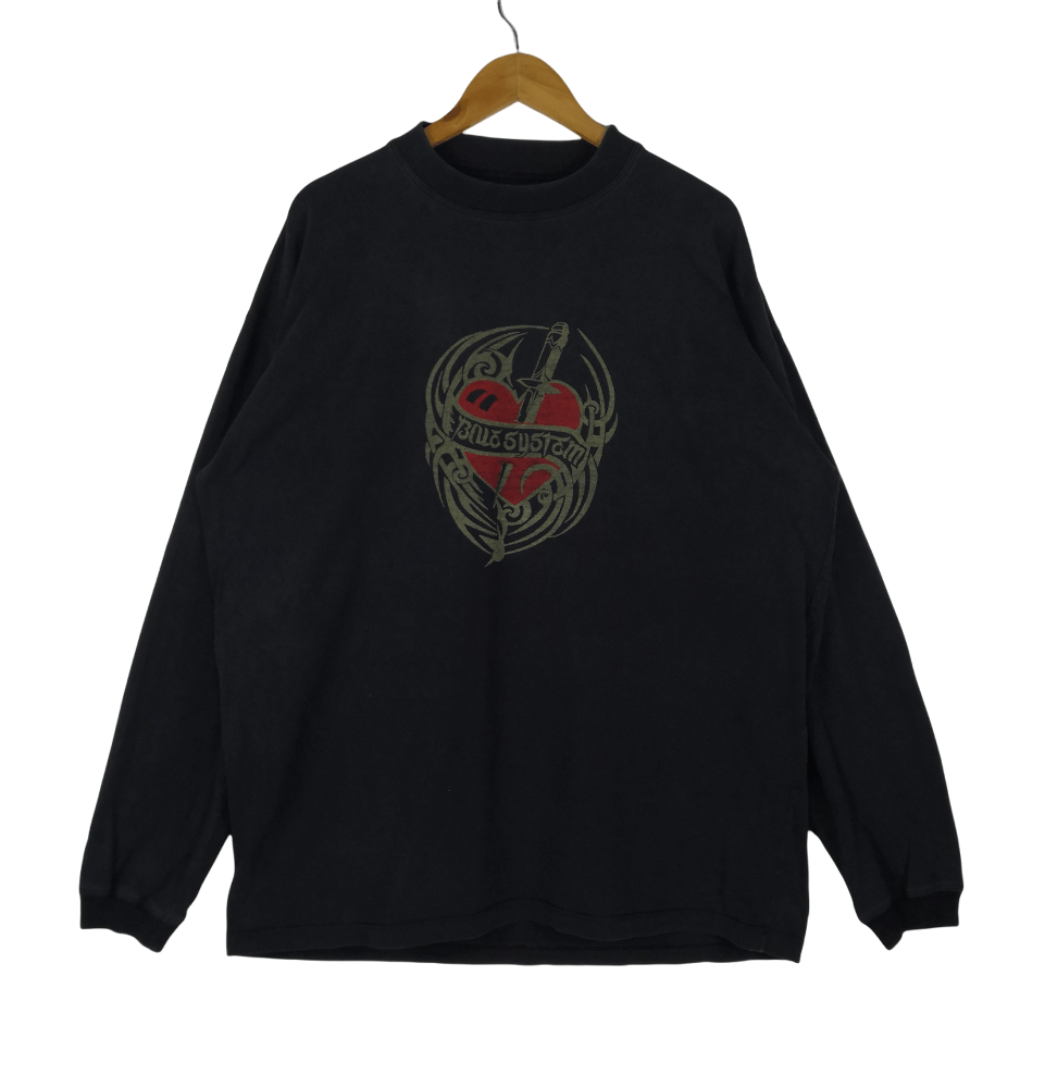 Vintage Vintage Blue System T-Shirt Long Sleeve Big Logo Art Size US XXL / EU 58 / 5 - 1 Thumbnail