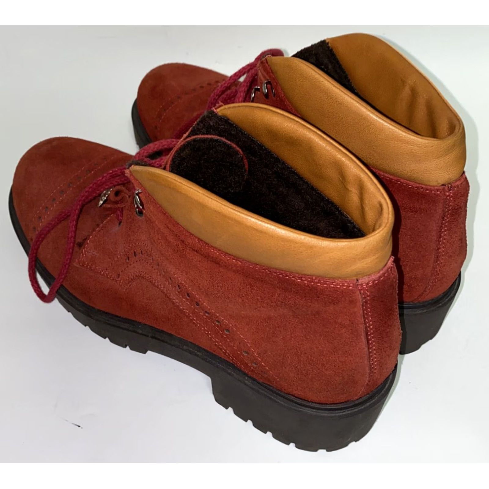 Vintage Alp Trend Boots Womens Size 9 USA 40 EUR Red Suede Leather Lace Up Ankle Size US 9 / IT 39 - 2 Thumbnail