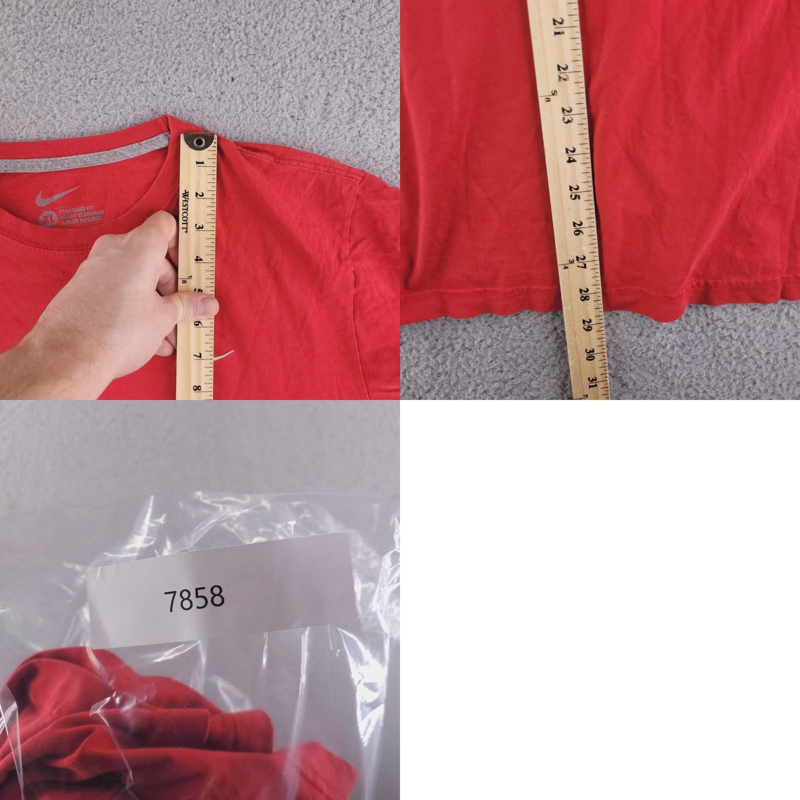Nike Nike Shirt Mens XL Red Short Sleeve Crewneck Tee Distressed Swoosh Logo Size US XL / EU 56 / 4 - 8 Thumbnail