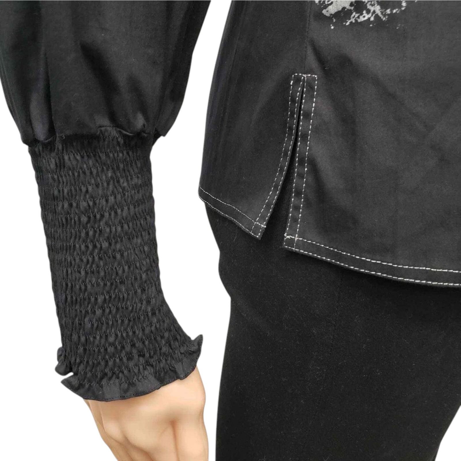 Vintage Adela Pastor Top Made in Spain 42 S Black Vintage Print Size S / US 4 / IT 40 - 7 Thumbnail