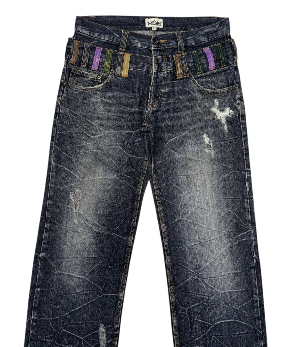 Hysteric Glamour × If Six Was Nine × Seditionaries NYLAUS DOUBLE WAIST WHISKER DISTRESSED DENIM JEANS Size US 31 - 3 Thumbnail
