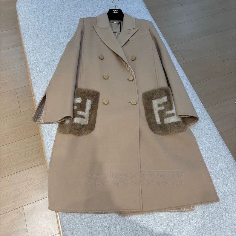 Fendi Fendi Light Color Mink FF Pocket Wool Coat Size S / US 4 / IT 40 - 1 Thumbnail