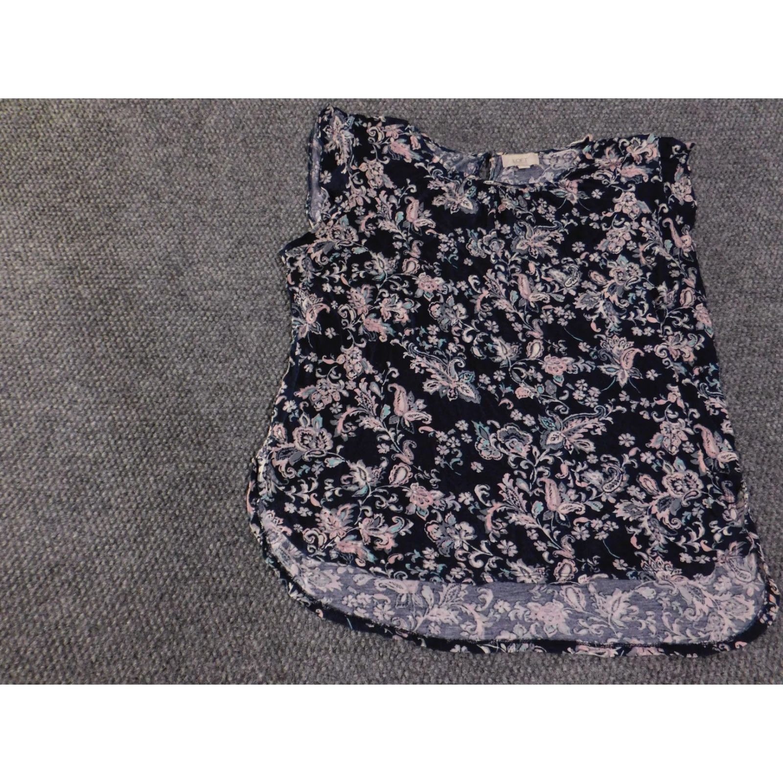 Loft VINTAGE LOFT Outlet Shirt Womens L Blue Pink Floral Paisley Sleeveless Rayon Blouse Size L / US 10 / IT 46 - 3 Thumbnail