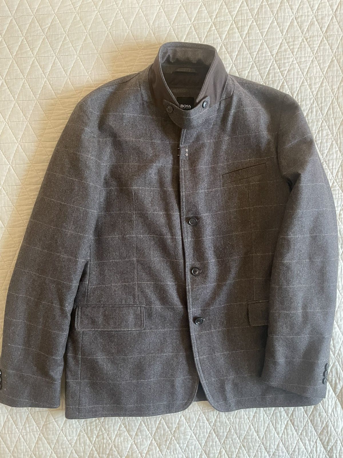 Hugo Boss Windowpane Check Flannel 'Casu-2' Jacket Size 42R - 3 Thumbnail