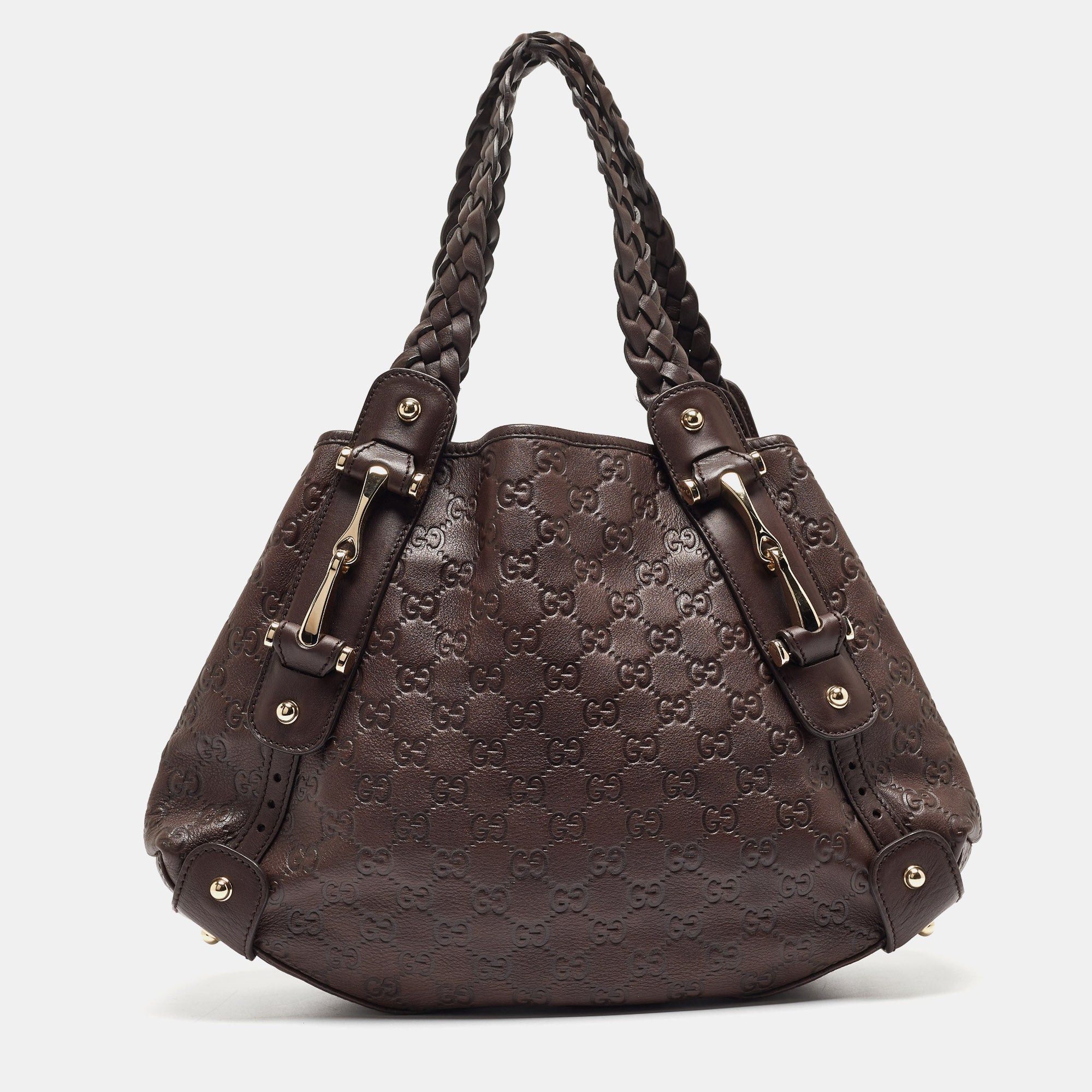 image of Gucci Dark Brown Ssima Leather Small Pelham Shoulder Bag, Women's