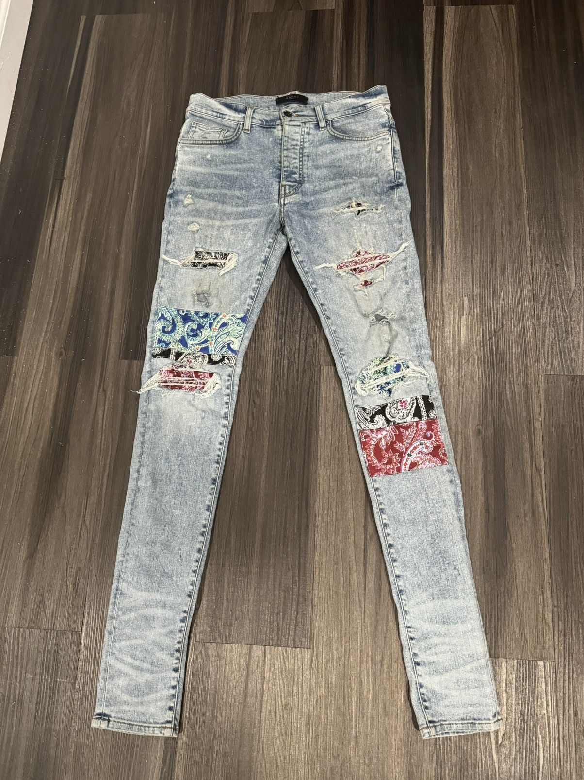 超希少 AMIRI Pajama Art Patch Skinny Jeans AMIRI Pajama Art Patch Skinny Jeans Blue Men's - SS23 - US