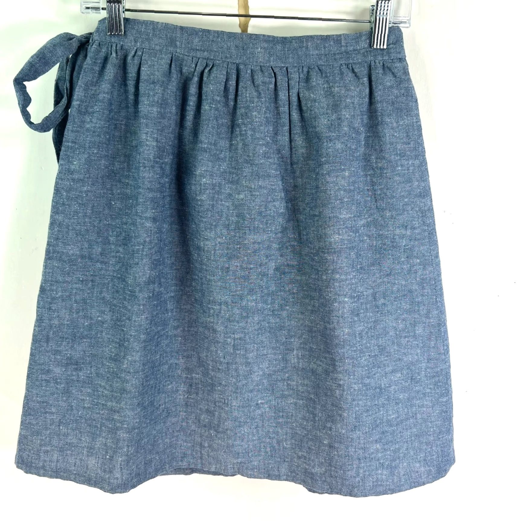 Denime VINTAGE Blue Denim Wrap Skirt Womens Size L Pleated High Rise Tie Midi 80s 90s American Size 36" / US 14 / IT 50 - 4 Thumbnail