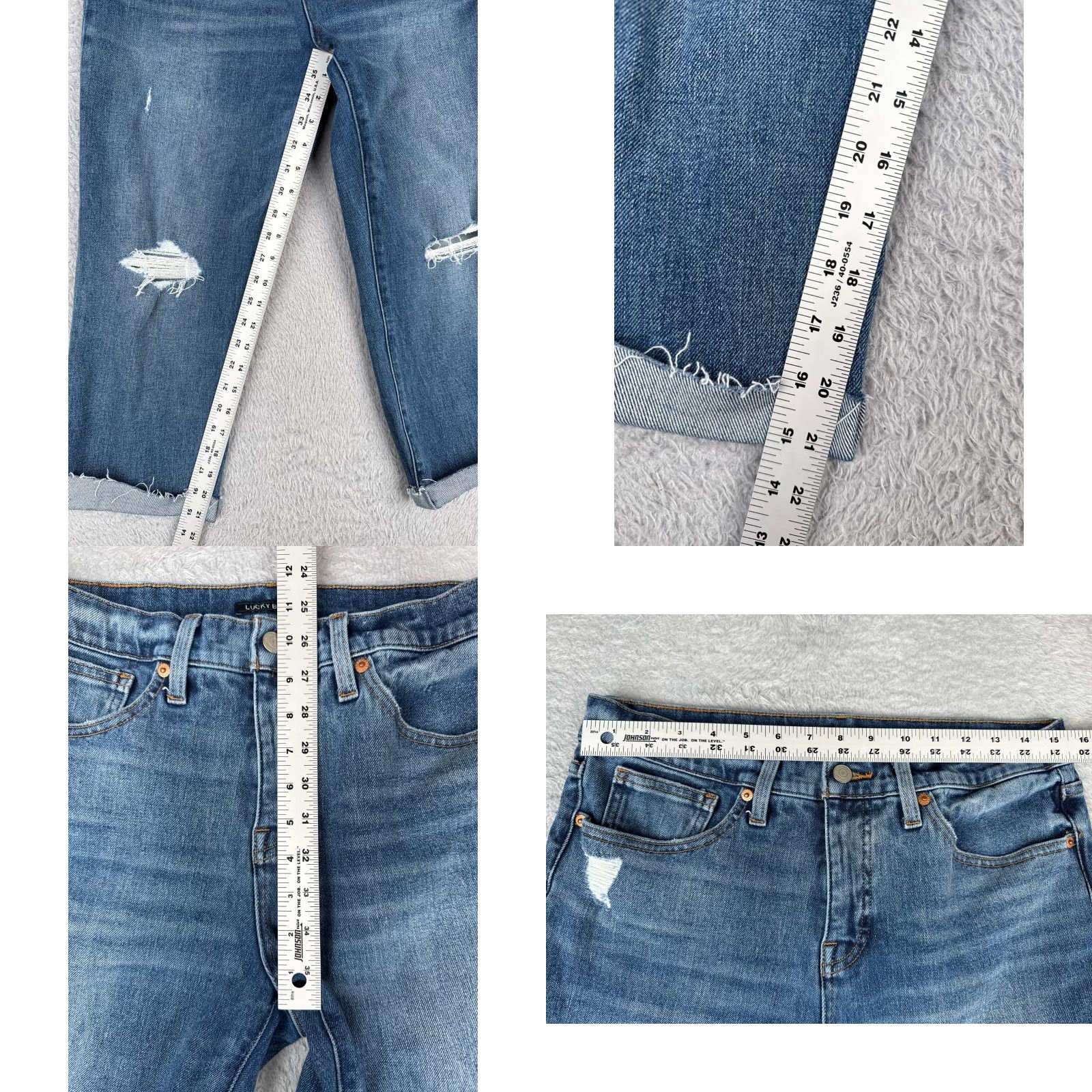 Lucky Brand Lucky Brand Jeans Womens 12 Blue Denim Crop High Rise Distressed Cotton 31x22 Size 34" / US 12 / IT 48 - 8 Thumbnail