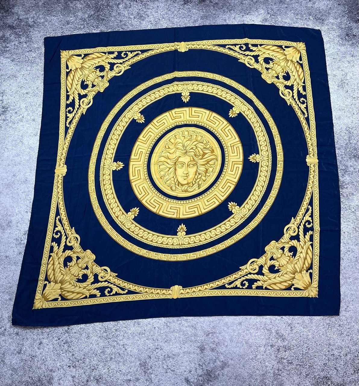 Versace Versace Gold Iconic 100%Silk Scarf Size ONE SIZE - 1 Thumbnail