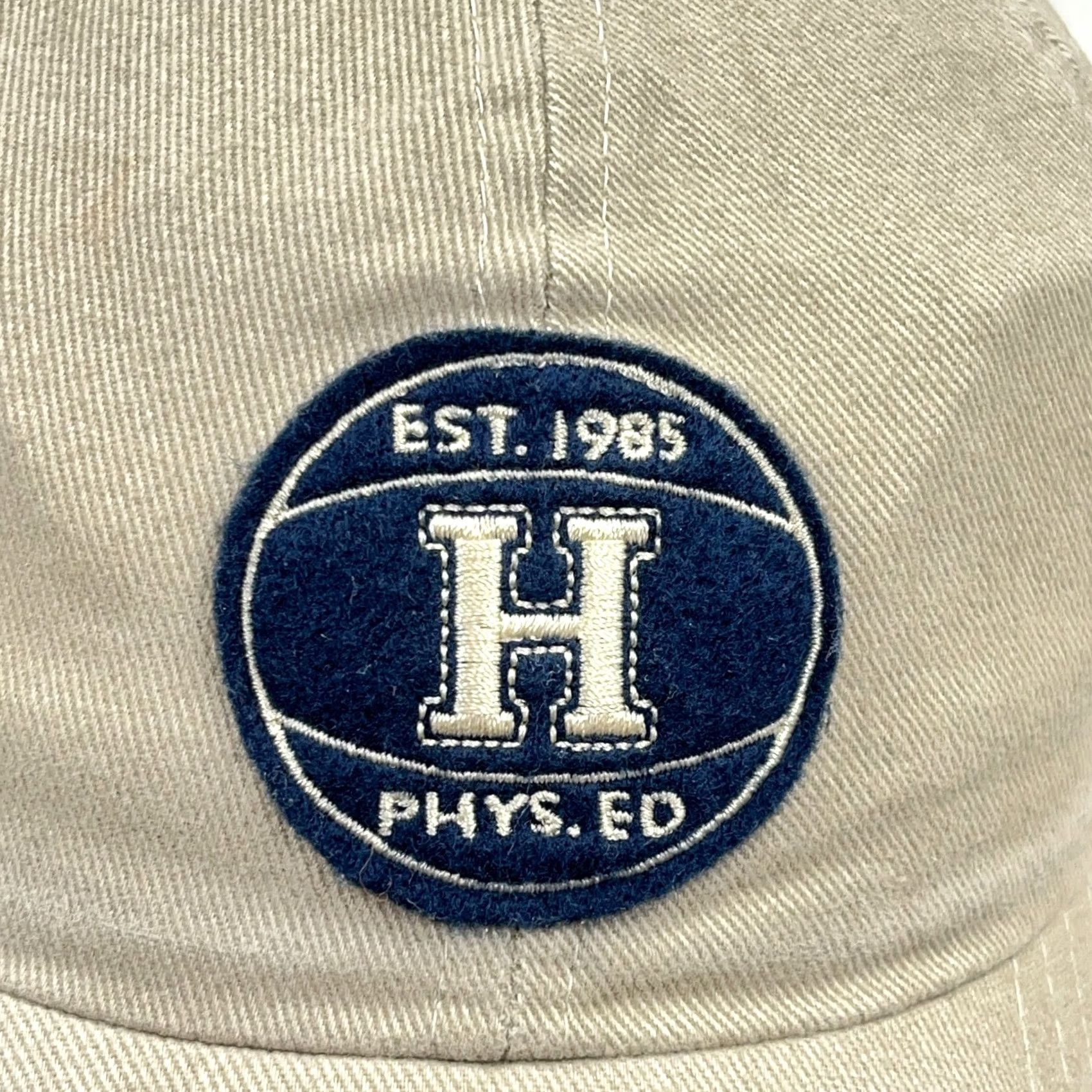 Tommy Hilfiger VINTAGE Tommy Hilfiger Hat Cap Leather Strap Back Tan Blue Spell Out Basketball Hat Size ONE SIZE - 3 Thumbnail