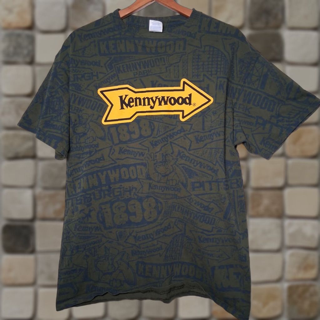 Port & Company Kennywood Shirt Men L All Over Print Army Green Amusement Park Pittsburgh PA Port & Company Crew Neck Short Sleeve Graphic Cotton Knit Size US L / EU 52-54 / 3 - 1 Thumbnail