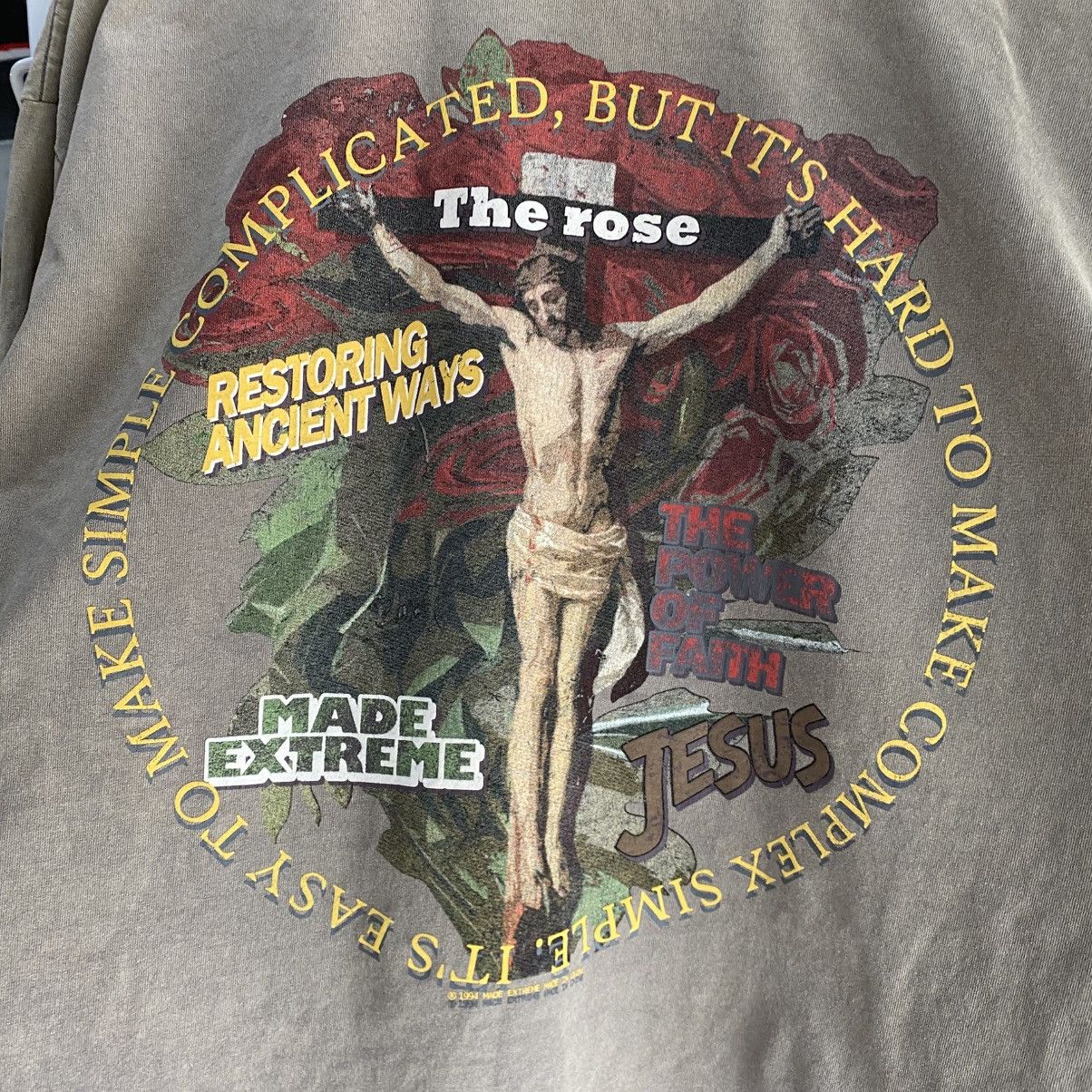 Designer Made Extreme x The Rose T-Shirt Long Sleeve Jesus Printed Size US XL / EU 56 / 4 - 7 Thumbnail