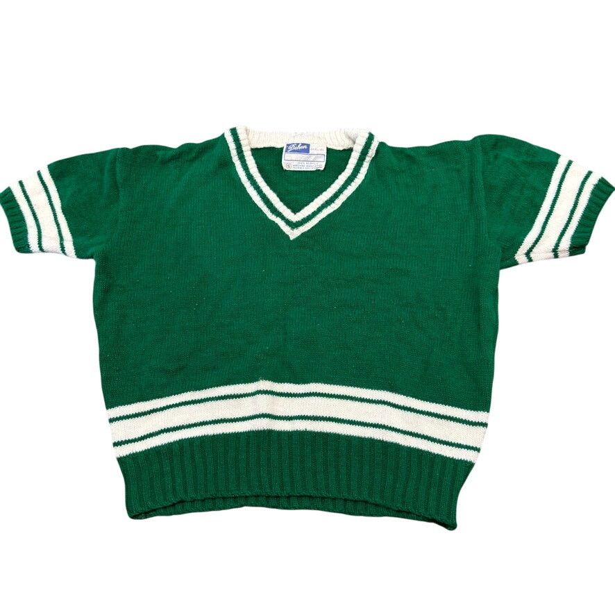 Vintage VTG DehencKnit Varsity Cheerleader Sweater Green Striped S Size S / US 4 / IT 40 - 1 Thumbnail
