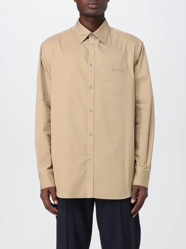 Valentino o1y0525 Logo Solid Color Shirt in Beige Size US M / EU 48-50 / 2 - 1 Thumbnail