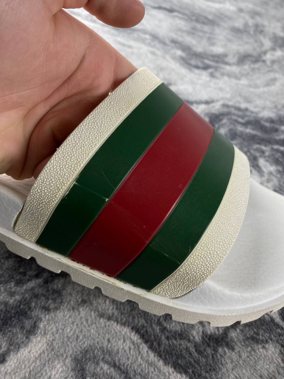Gucci Gucci Web Slide Sandal Men Size 12 White Size US 12 / EU 45 - 12 Thumbnail
