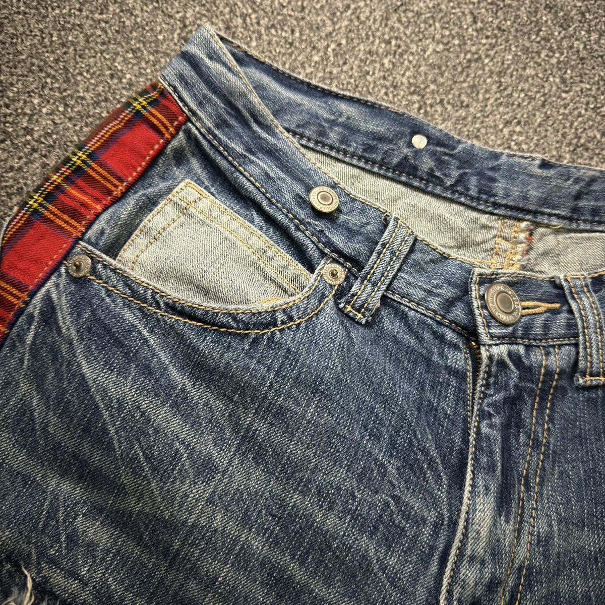 Japanese Distressed Plaid Patchwork Hysteric Glamour Style