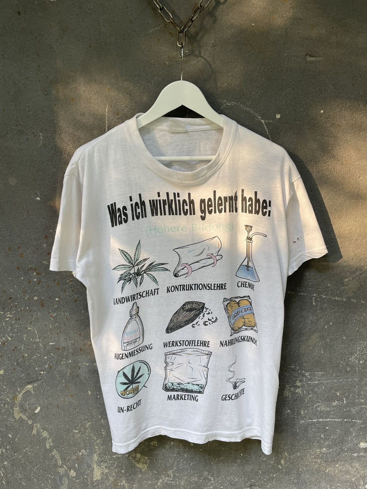 Vintage 90s Weed Tees Alcohol Humor School Humor T shirt Size US XL / EU 56 / 4 - 2 Thumbnail