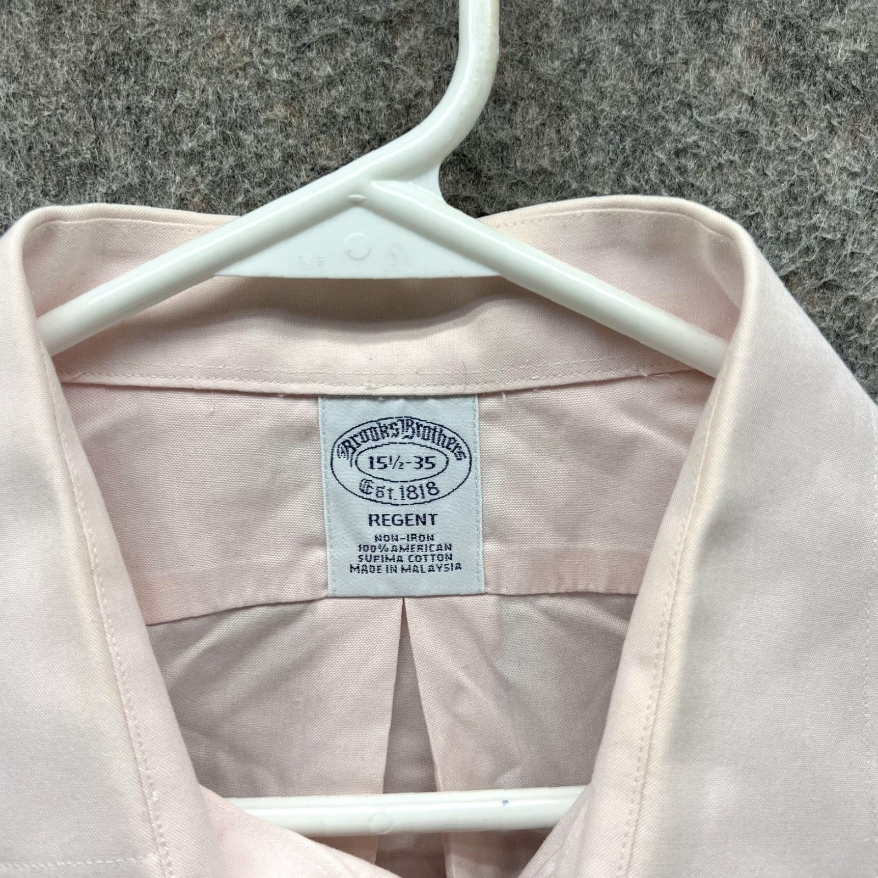 Brooks Brothers Brooks Brothers Dress Shirt Mens 15.5 Pink Solid Slim Regent Non Iron Shirt 34/35 Sleeve Button Cuff Mens Size 42R - 5 Thumbnail