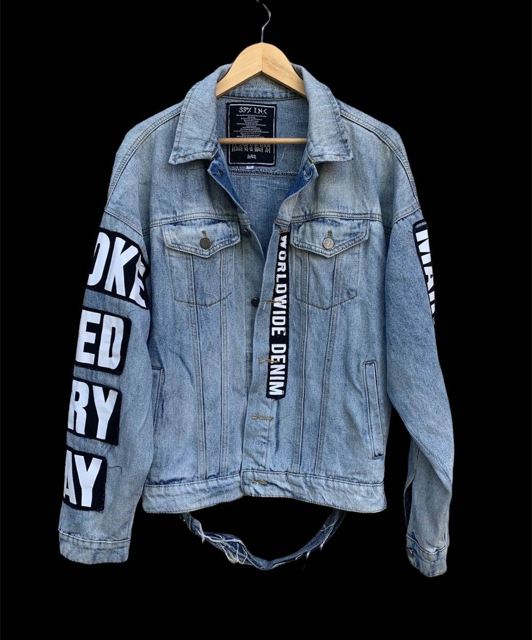Japanese Brand Vintage Japanese 33% Inc Ripped Denim Jacket Size US M / EU 48-50 / 2 - 1 Thumbnail