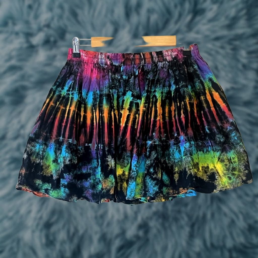 Vintage VINTAGE Orient Trany Skirt Tie Dye Black Hippie Large Midi Casual Women Size 36" / US 14 / IT 50 - 1 Thumbnail