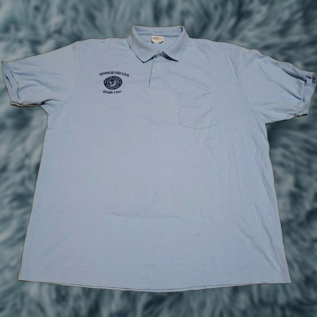 Vintage VTG Stedman Polo Shirt XL Men Blue Camping Logo WBCCI Missouri Greater Ozark Unit Airstream Size US XL / EU 56 / 4 - 1 Thumbnail