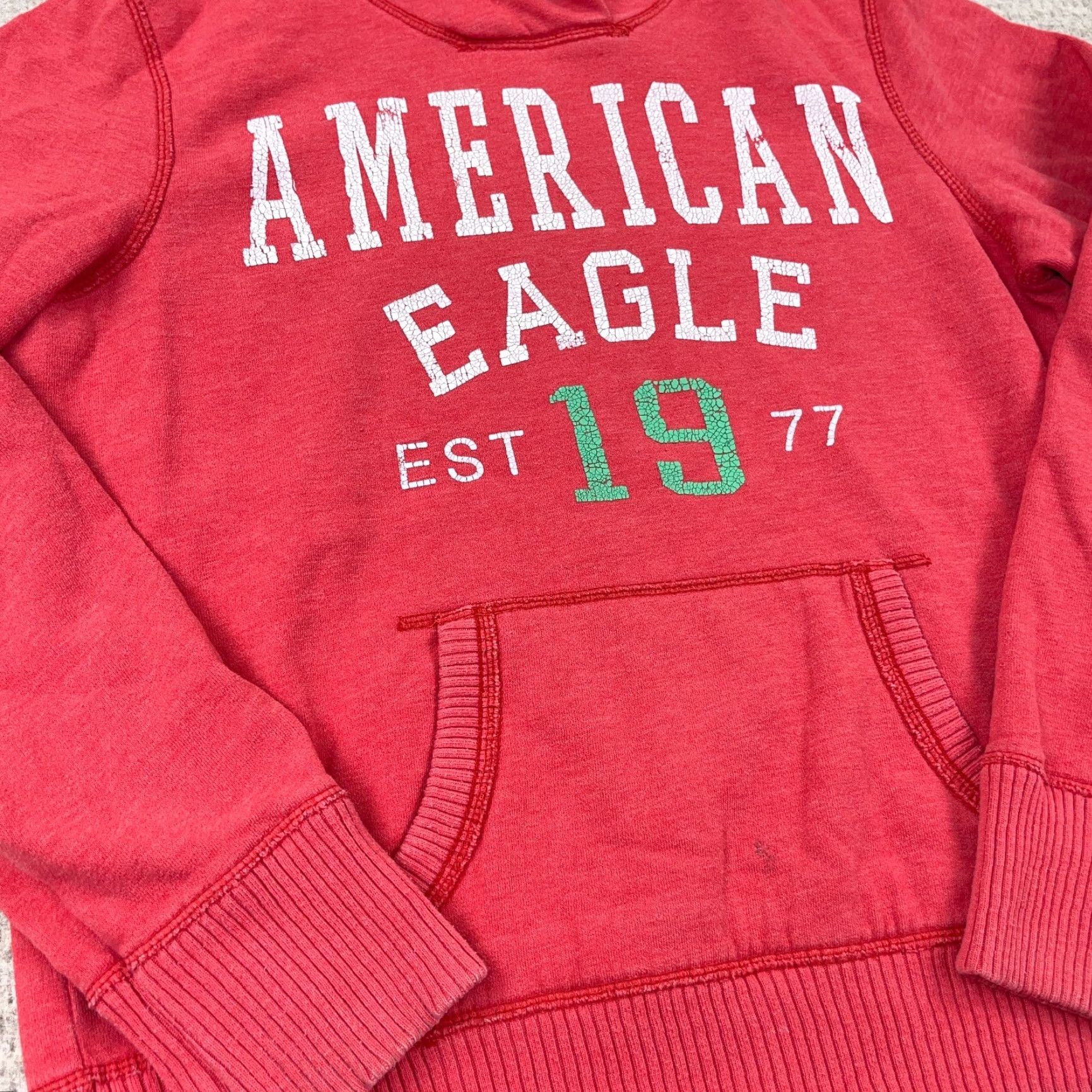 American Eagle Outfitters Vintage American Eagle Hoodie Women Large Red Blue Faded Spell Out AEO 2000s L Size L / US 10 / IT 46 - 4 Thumbnail