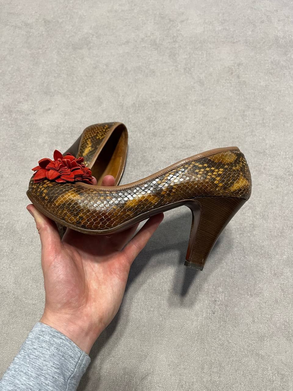 Other Chia Mihara Rare Flower Pump Heels Brown Leather Women`s Size US 8 / IT 38 - 4 Thumbnail