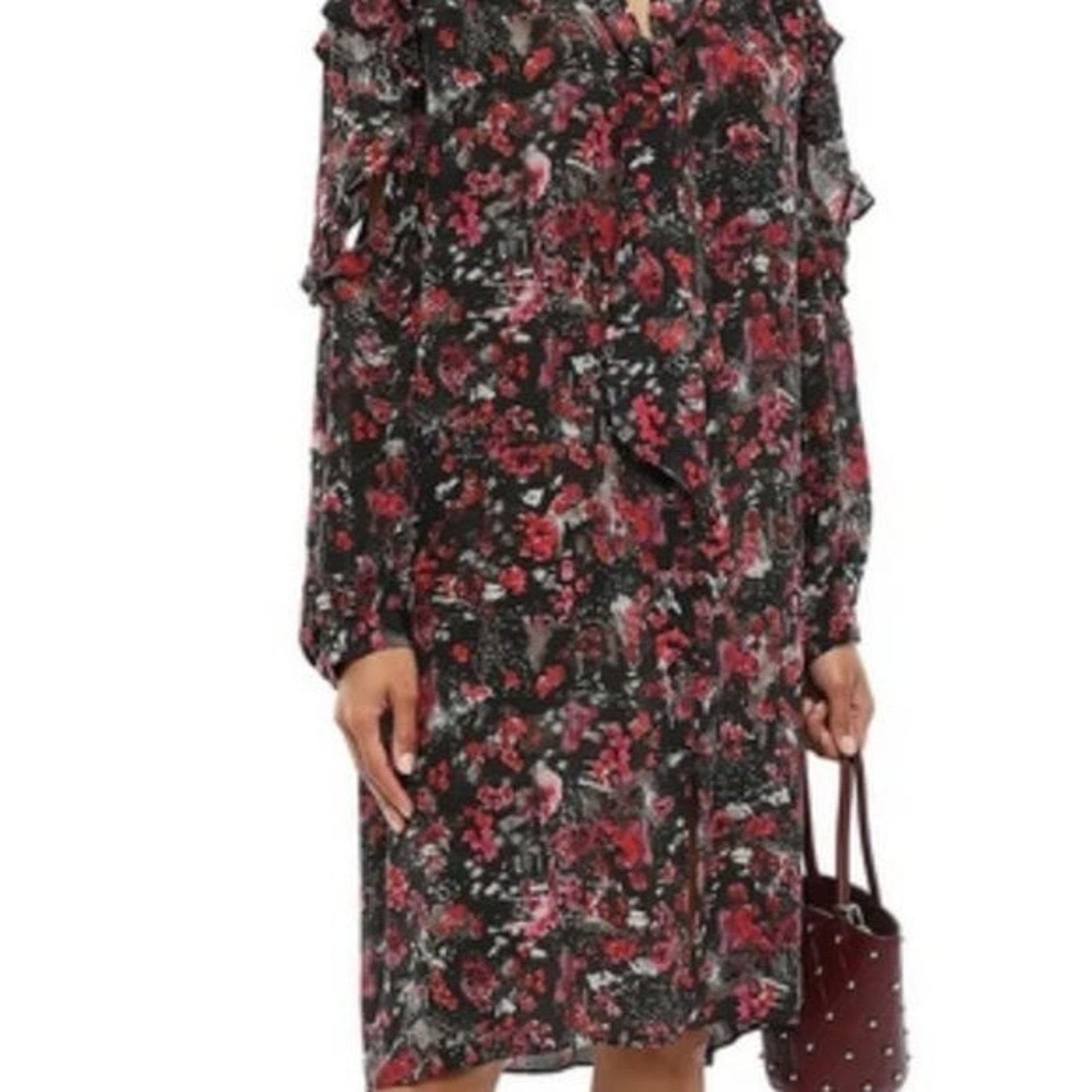 Iro Iro Equip cutout printed silk crepe dress red and black Size S / US 4 / IT 40 - 4 Thumbnail