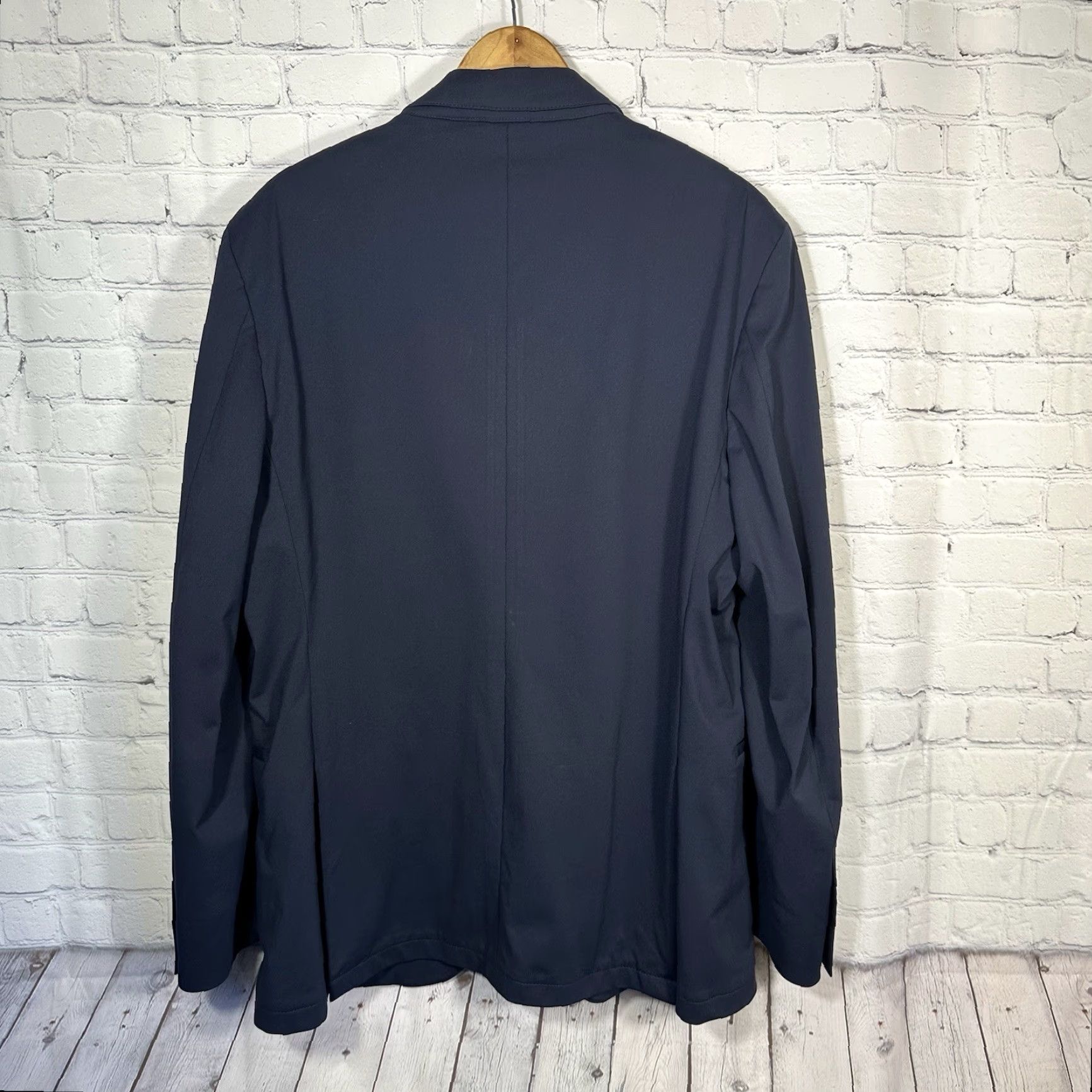 Vintage Twillory Blazer Sport Coat Mens 44L Blue Solid Long Jacket Notch Lapel Double-Vented Stretch Performance Size 44R - 3 Thumbnail