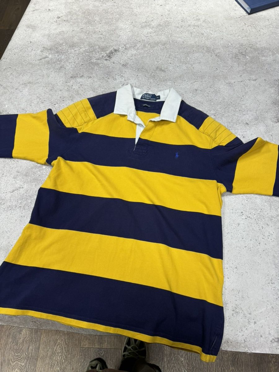 Polo Ralph Lauren × Ralph Lauren × Vintage VNT Ralph Lauren Polo Stoned Cotton Rugby Longsleeve Striped Size US L / EU 52-54 / 3 - 3 Thumbnail