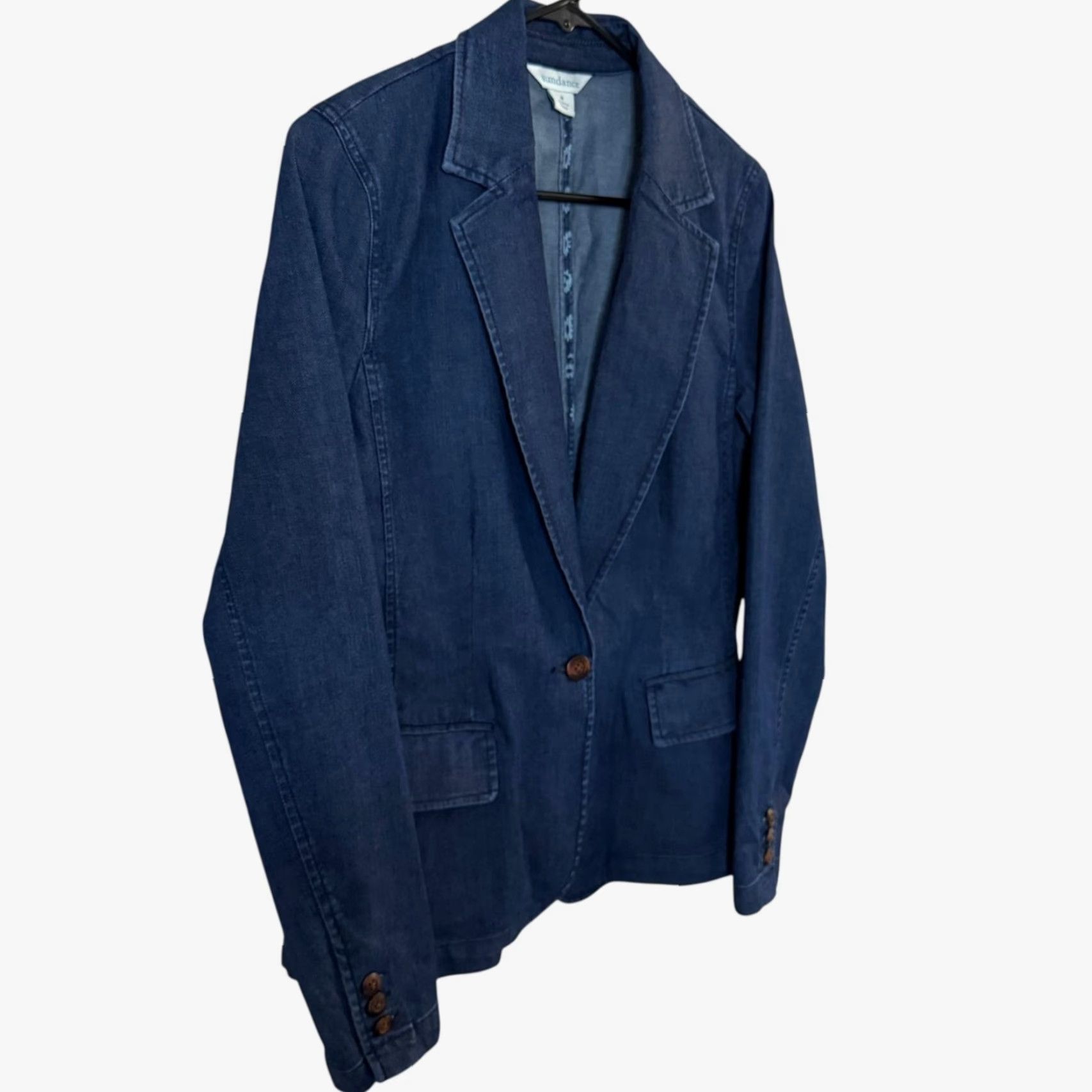 Vintage Sundance Western Denim Blazer Jacket Blue Women’s Size 8 Dark Wash Single-Button Blazer Regular Size M / US 6-8 / IT 42-44 - 3 Thumbnail