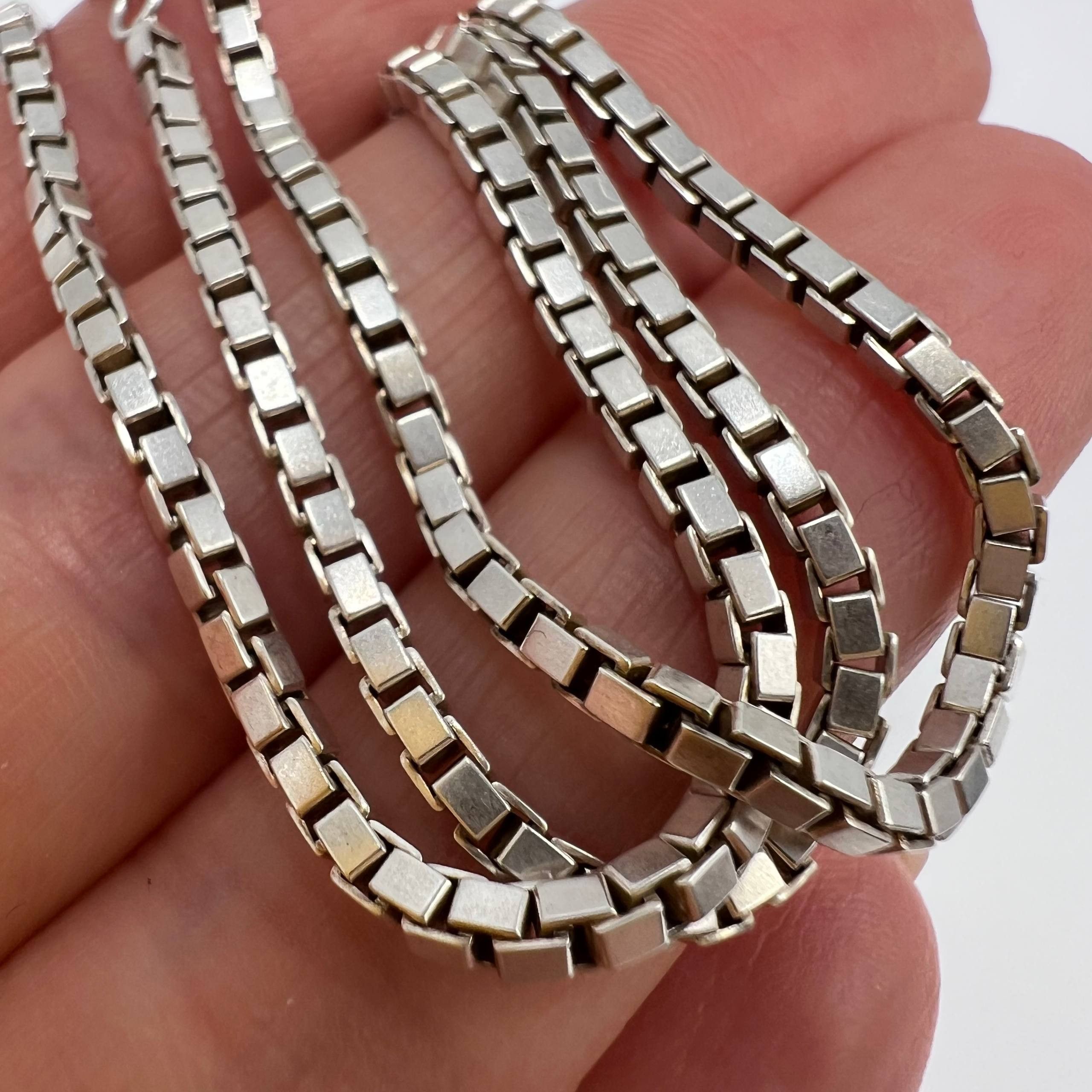 Sterling Silver Vintage Sterling Silver 925 Box Chain Necklace 41cm 11.3g Size ONE SIZE - 2 Thumbnail