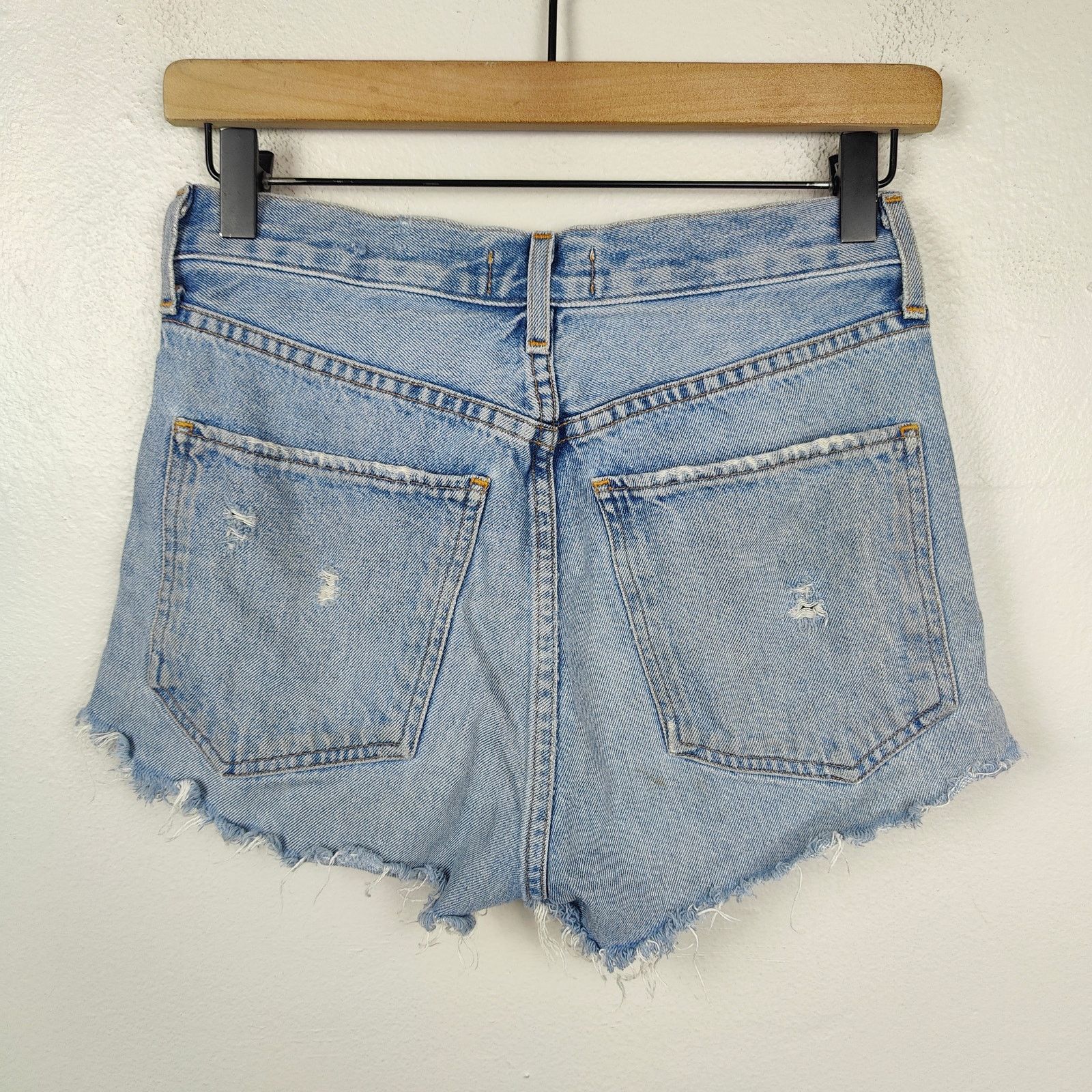 Agolde Agolde Jean Shorts Womens 25 Light Wash Raw Hem Distressed Size 25" / US 0 / IT 36 - 4 Thumbnail