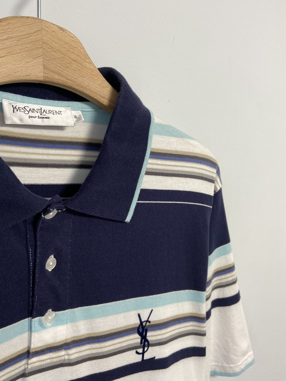 Yves Saint Laurent YSL Yves Saint Laurent polos shirt velor logo Size US XL / EU 56 / 4 - 6 Thumbnail